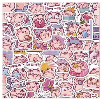 60 шт., наклейки с изображением свиньи, водонепроницаемые, для багажа, милые розовые виниловые наклейки со свиньей, съемные наклейки из ПВХ для мотоцикла, скейтборда, ноутбука