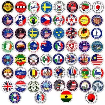 60 шт. наклейки с национальными флагами, самодельные наклейки для скрапбукинга, конверты для чемоданов, запечатывание наклеек