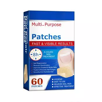 60 шт. пластырей от грибка ногтей на руках и ногах, мягкие, инкрустированные ногти, утолщение ногтей, яркие, серые, для ухода за ногтями One Size белый