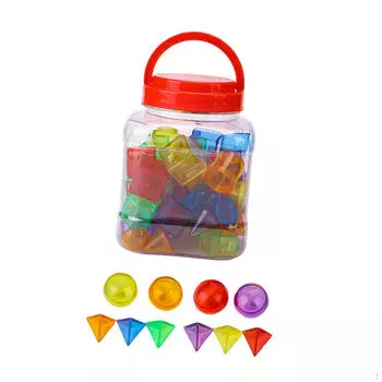 60 шт. Прозрачные блоки, геометрические фигуры для детей, красочные математические манипуляции, геометрические тела 3D