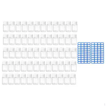 60 шт. Прозрачные пробирки для образцов с завинчивающимися крышками с закрытым верхом 15 мл Многоразовые Портативные Пустые с 80 этикетками Герметичные