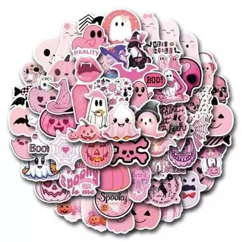 60 шт. розового цвета Хэллоуин скрапбук журнал наклейка мультфильм призрак котенок тыква наклейка DIY Декор багаж гитара наклейка