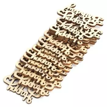 60 шт. С Днем Рождения вырезанные из дерева слова DIY Декоративные поделки Деревянные украшения для вечеринки