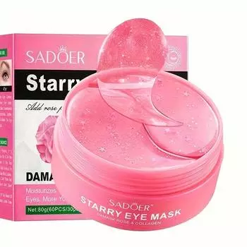 60 шт. SADOER Rose Starry Collagen Eye Mask Anti Dark Circles Remove Eyes Bags Увлажняющие укрепляющие патчи для глаз Уход за кожей вокруг глаз 60pcs/box