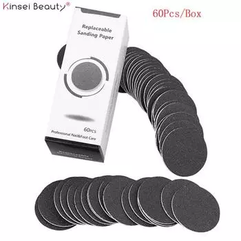 60 шт., сменный диск наждачной бумаги, аксессуары для электрического инструмента для удаления мозолей на ногах, пилка для ног для педикюра 100 Grits серый