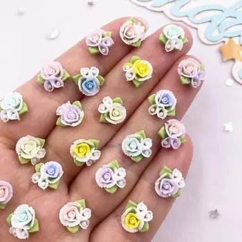 60 шт. Смесь смолы Милые Мини Разноцветные Лист Роза Плоская спинка Цветок Маникюр Нейл-арт DIY Свадебный Скрапбук Ювелирные изделия Ремесла Аксессуары