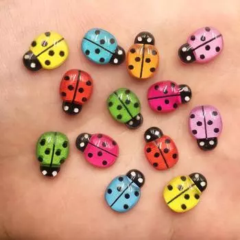 60шт Микс Смола Симпатичный Красочный Жук Плоская Задняя Часть Горный хрусталь Аппликирует DIY Свадебный альбом Craft 9mm*13mm