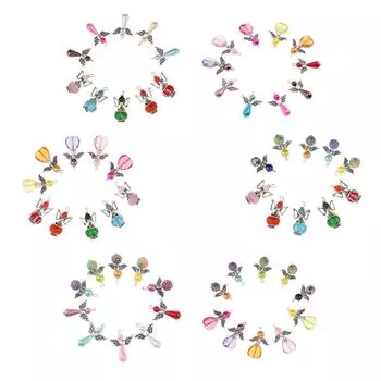 60 шт. смешанных серебряных подвесок-подвесок в виде бабочки-ангела с гранеными бусинами as described