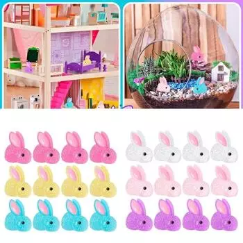 60 шт. смоляная светящаяся статуя кролика для внутреннего и наружного украшения мини светящиеся статуи кролика фигурка пейзаж