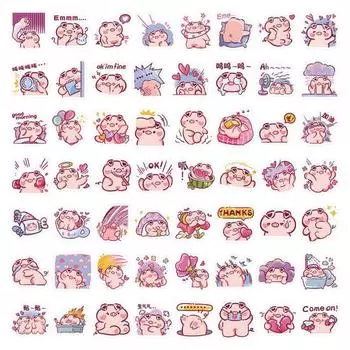 60 шт. стильных виниловых наклеек, самоклеящихся, мультяшных, для гитары, багажа, граффити, наклейки для детей, подарок, свинья