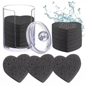 60 шт. сжатая губка, губка для очищения лица, консервированная портативная губка для умывания лица, 1 шт., One Size чёрный