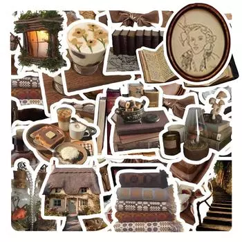 60 шт. Винтажные художественные наклейки с героями мультфильмов, наклейки для ноутбука, альбома, телефона, багажа, автомобиля, гитары, украшения, наклейки для детской игрушки One Size коричневый