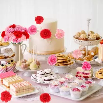 60 шт. в упаковке, шелковые гвоздики с вечным цветением и искусственными листьями