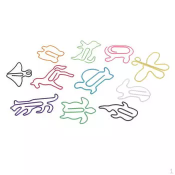 60 штук разноцветных скрепок для бумаги, 12 стилей фигурок животных, делающих зажимы для закладок для альбомов