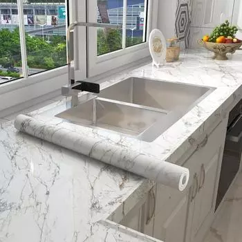 60 см * 1 м/3 м/5 м/наклейка на кухню водонепроницаемая, маслостойкая, огнестойкая, утолщенные мраморные обои, влагостойкая стена, самоклеящаяся наклейка на стену 60cmx1m