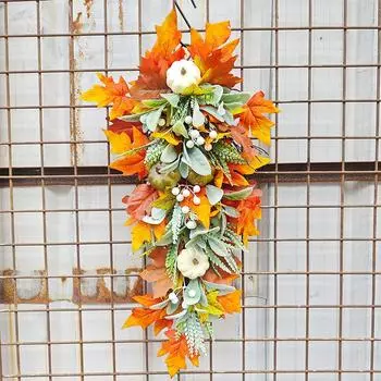 60 см большие осенние венки для входной двери модные гирлянды из листьев украшения длинные гирлянды декор искусственные кленовые листья домашний декор 60CM