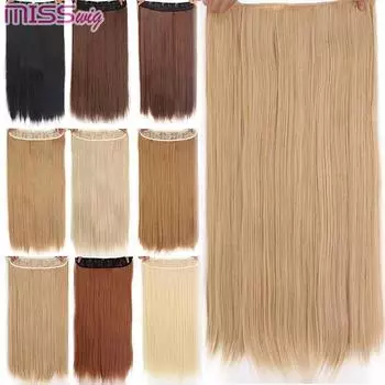 60 см длинные прямые женские заколки для наращивания волос черный коричневый высокотемпературный синтетический кусок волос 1B