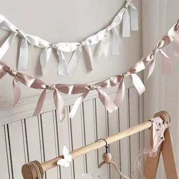 60 см Лента Гирлянда Флаги Праздничные Принадлежности Бантик Атласная Лента Флаги Украшение Детской Комнаты чёрный