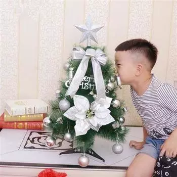 60 см настольная напольная искусственная рождественская елка с серебряными украшениями, подарки, праздничные принадлежности для дома