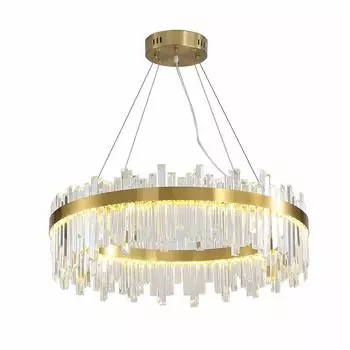 60 см роскошный дизайн золотой стеклянный хрустальный светодиодный подвесной светильник люстра с золотым кольцом круглый светильник для столовой отеля виллы 3000K