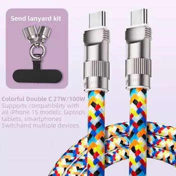 60 Вт 2 в 1 Тип C на USB C кабель для быстрой зарядки передача данных для iPhone 15 iPad Samsung планшеты PD модные ремешки для телефонов 0.3m