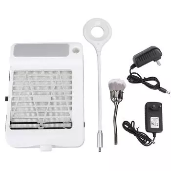 60 Вт 3 в 1 Пылесос для ногтей Вентилятор с ручной подушкой Светодиодная лампа Регулируемая скорость сильного всасывания ногтей Du US Plug