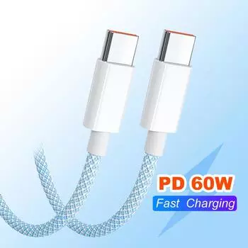 60 Вт, 6 А, кабель USB типа C-C, линия передачи данных для Iphone 15, Xiaomi Poco, кабель USB C для быстрой зарядки, кабель типа C, шнур для зарядки данных, провод 20 В 1m розовый