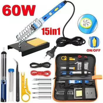 60 Вт электрический паяльник, подставка для пистолета, набор инструментов, присоска для припоя, оловянная проволока, сварочная ручка, сварочный аппарат 220 В 110 В 60W & US Plug