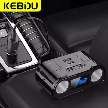 60 Вт автомобильный прикуриватель разветвитель светодиодный QC3.0 USB быстрое зарядное устройство 4 порта розетка 12 В-24 В с вольтметром удлинительный кабель CHINA