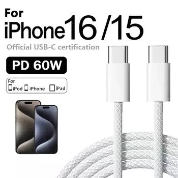 60 Вт быстрое зарядное устройство 3A USB C на Type C кабель для Apple iPhone 16 15 Pro Max Plus быстрая зарядка для Huawei Samsung Xiaomi кабель 1m