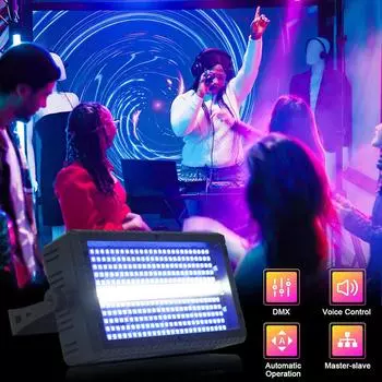 60 Вт мини светодиодный сценический стробоскоп RGB 3 в 1 8 секций 4 секции Белый DMX супер яркий Dj Bar стробоскоп сценические световые эффекты EU Plug чёрный