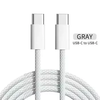 60 Вт PD USB C кабель для быстрой зарядки для iPhone 15 16 Pro Max 15 16 Plus Samsung Huawei Xiaomi Redmi Type C на Type C плетеный кабель 1m
