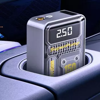 60 Вт Портативный воздушный компрессор для накачивания шин 150 фунтов на квадратный дюйм Беспроводной автоматический воздушный насос с цифровым манометром и светодиодной подсветкой для мяча для велосипеда CHINA