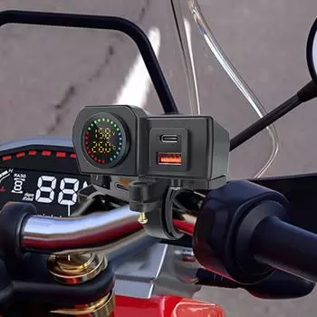 60 Вт QC3.0+PD руль мотоцикла и зеркало заднего вида с цифровым вольтметром термометром USB-разъемом быстрое зарядное устройство телефон адаптер питания