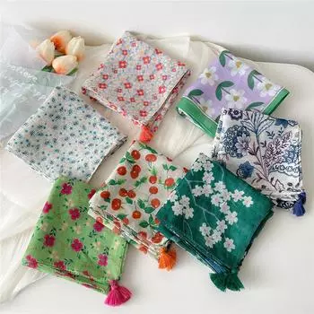 60 висящих хлопковых и льняных маленьких квадратных шарфов для женщин, весна и осень, защита шеи, универсальный головной платок, украшение, модный и стильный 60*60cm