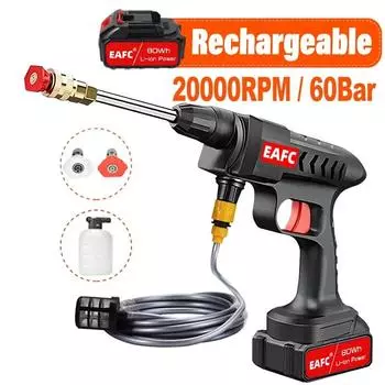 60BAR 21V 50min Washing 300W Handheld High-Darping Cleaner - Multi-Use Portable Washer для автомобилей, заборов и полов - Included Amagi коричневый