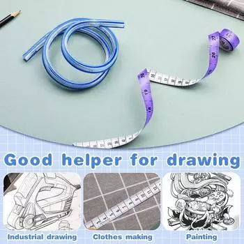 60cm/24in Sewing Ruler Flexible Ruler Curve Ruler for Pattern Making for Quilting and Sewing with 1 Tape Measure Supplies