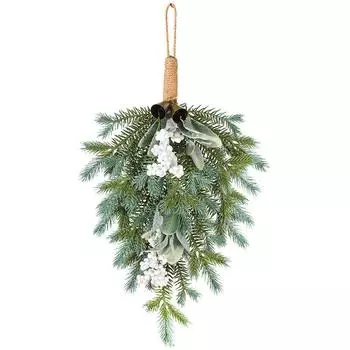 60Cm Christmas Flower Half Tree Wall Wall Hanging Window Artificial Pe Rattan Pendant Half Ring Christmas Tree American Bell 60x30cm/180g