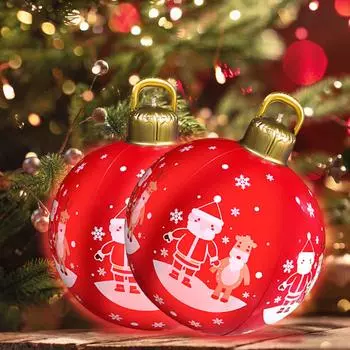 60cm Outdoor Christmas Inflatable Decorated Ball PVC Giant Big Large Balls Xmas Tree Decorations Toy Ball Holiday Garden Decor 60cm