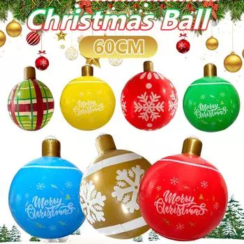 60CM PVC Inflatable Christmas Ball Giant Decorated Ball Xmas Tree Decorations Ornaments Outdoor Garden Navidad Decoration 60cm