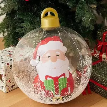 60cm Transparent Giant Inflatable Christmas Ball with Lights Christmas Decorations Outdoor Christmas Decorations Big Ball 60CM