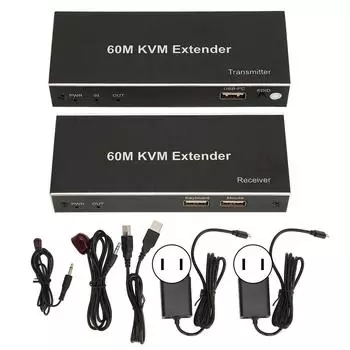 60m KVM Extender Multifunctional 1080P 60Hz HD Multimedia Interface KVM USB Extender for TV DVD EU Plug