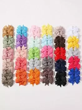 60pcs 2.5 Grosgrain Ribbon Bows Hair Clips for Baby Girls Cute Pinwheel Toddler Hairgripes Headwear Hair Accessories