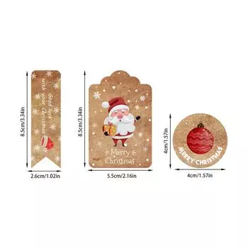 60Pcs Christmas Gift Tags With Rope Snowman Santa Claus Brown Kraft Paper Hanging Labels Xmas Natal Home Party Gift Decorations