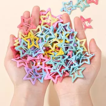 60pcs Colorful Star BB Hair Clips Girls Y2K Cute Star Barrettes Women Simple Metal Snap Clip Headdress Hair Jewelry Accessories