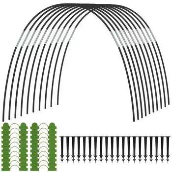 60Pcs Greenhouse Hoop Grow Tunnel Kit Steel Greenhouse Support Hoop Frame Durable Diy Garden Hoops Plastic Coated Plant Grow