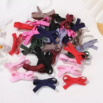 60PCS/lot random baby girls bowknot ribbon hairclips mini twisted ribbons barrette kids babe boutique hair bangs clips