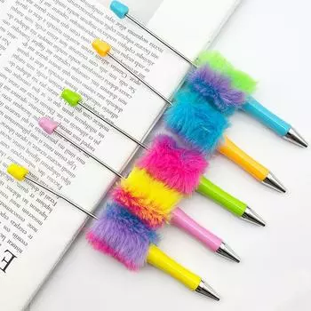 60Pcs Newest Colour Creative Plush Ballpoint Pen Ballpoint Pen DIY ballpoint pen Gift for Student Office Supplies