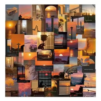 60Pcs Retro Sunset Waterproof Graffiti Sticker Aesthetic Decorative Luggage Laptop Phone Fridge Scrapbook Decals