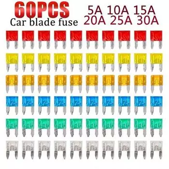 60шт 5A 10A 15A 20A 25A 30A авто грузовик ассортимент мини лезвие